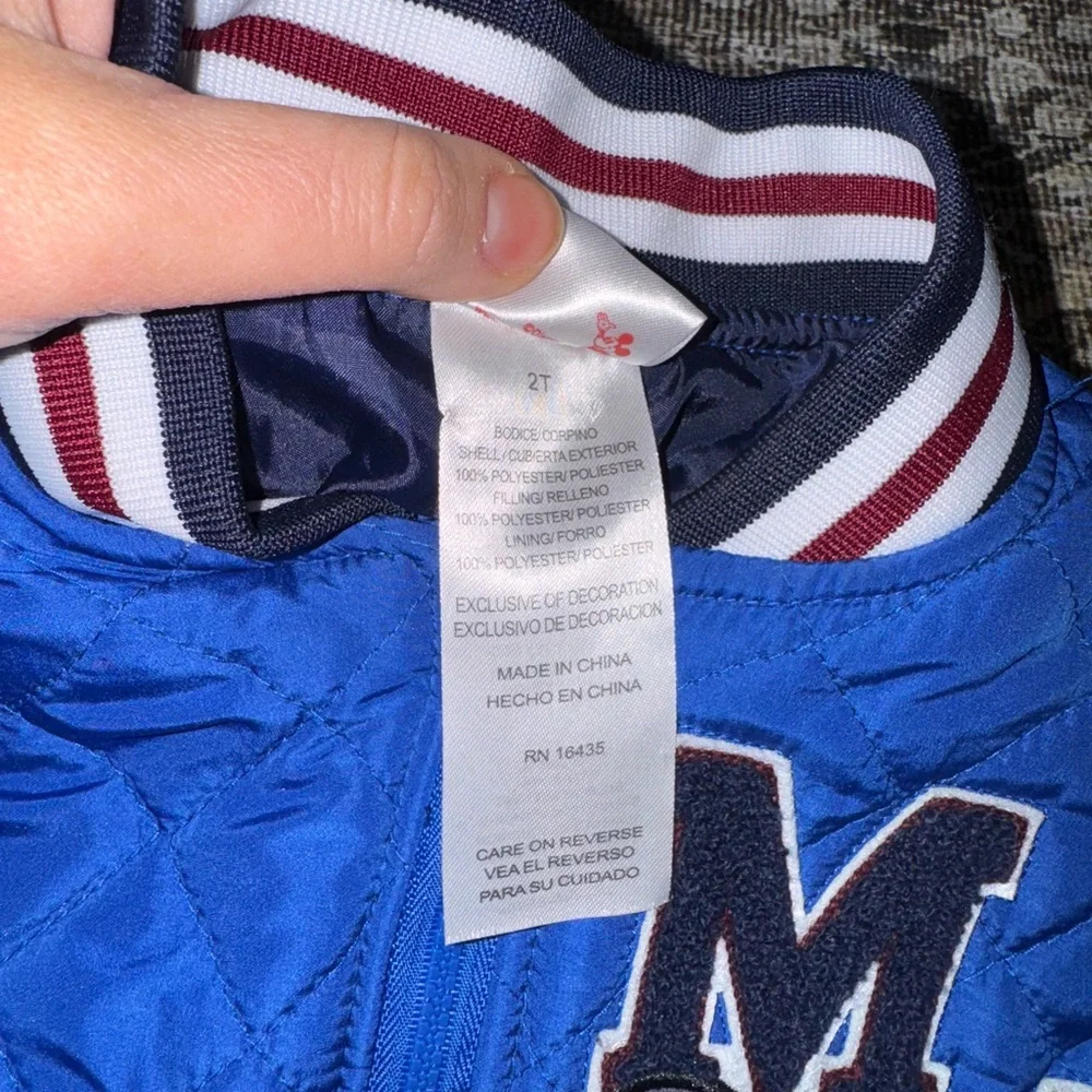 WALT DISNEY MICKEY MOUSE‎ EMBROIDERED VARSITY JACKET QUILTED PUFFER COAT SIZE 2T